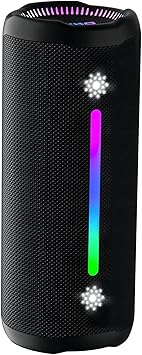 Bluetooth Speaker Wireless Loud Stereo Sound IPX7 Waterproof Outdoor Portable 25W Super Bass Speakers for Home Party Beach with 24H Playtime Colorful Lights BT 5.3 TWS Pairing Birthday Gift Black