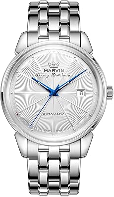 marvin Automatic Watch Swiss Movement Mechanical Luxury Watches for Men with Stainless Steel Strap,Sapphire Glass Dial,Luminous Hands and Hour Markers,50m Waterproof
