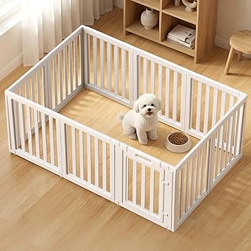 Dog Playpen, Clear Dog Pen, Dog Pen Indoor, Easy to Install and Remove Dog Play Pen, Puppy Playpen Suitable for Dogs, Cats,Dog Playpen Indoor (White, 23.6 inch Height, 10 Panels)