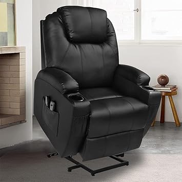 PU Leather Elderly Power Lift Recliner Chair for Elderly, Leisure Home Theater Seating Sofa, Ergonomic Leisure Chairs Home Theater Seating with Cup Holder, USB Ports
