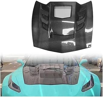 Carbon Fiber Bonnet Hood Vent Compatible with Corvette C8 - Premium Car Front Engine Accessory
