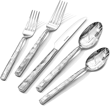 KINGSTONE Silverware Set, 60-Piece 18/10 Stainless Steel Brushed Handle Flatware Cutlery Set, for Kitchen, Home, Party, Wedding Gift, Rust Resistant and Dishwasher Safe