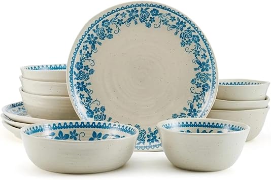 12-Piece Dinnerware Set Serving Ware Kitchen Dish Dinner Plates Ceramic Tableware Set