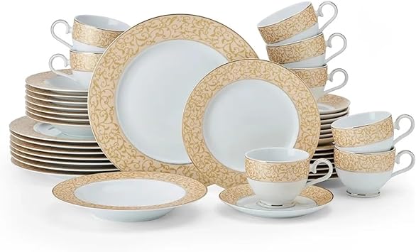 40-Piece Dinnerware Set Plate Set Plates Dinner Sets Kitchen Tableware Ceramic Dishes to Eat Food Dining