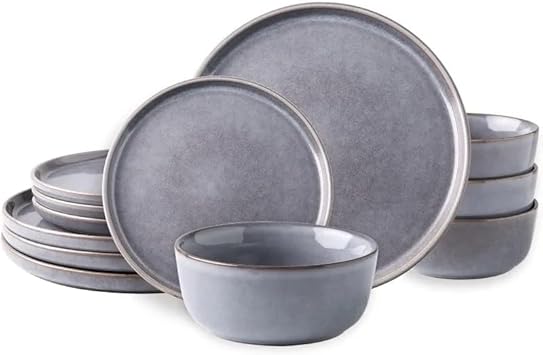 Stoneware Dinnerware Sets Round Reactive Glaze Plates and Bowls Set Dishes and Plates Sets Dinner Set