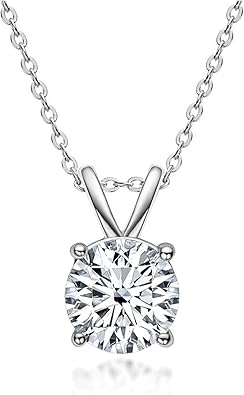 The Diamond Channel Certified LAB GROWN 0.25-4.00ct Diamond Necklace for Women, 14 Karat Solid Gold 4-Prong Necklace, Gold Diamond Necklace For Women(16 + 2 Inch Extender)