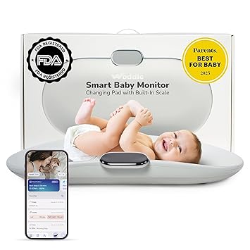 Woddle Multifunctional Smart Baby Changing Pad with Medical Grade Scale for Critical Weight Monitoring + AI App, Noise Machine, Warmer, Night Light, Touchscreen Tracker, All-in-One