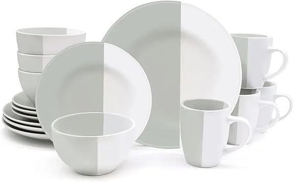 16 Piece Stoneware Dinnerware Set Dinnerware Set for 4 Plates and Bowls Sets Plates Bowls Cups