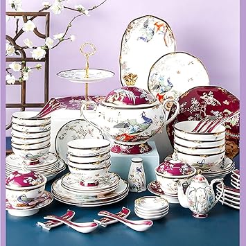 68 Fashion Tableware Bone China Ceramic Dishes Plate Wedding Gifts Home Classical Dinnerware Combination Tableware Sets