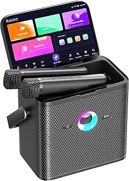 Ikarao Karaoke Machine for Adults, with Lyrics Display Screen, WiFi for YouTube & Karaoke Apps, HDMI to TV, 2 Wireless Microphones, Portable Autotune EQ Karaoke Speaker for Family Home Party Camping