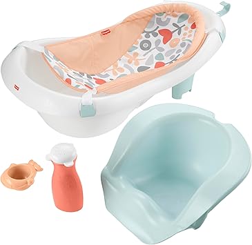 Fisher-Price™ Baby to Toddler Bath 4-in-1 Sling 'N Seat Tub with Removable Infant Support and 2 Toys, Summer Blossoms