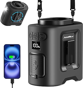 Portable Waist Fan, 14500mAh Rechargeable Battery, 67Hrs Cooling Belt Fan, Powerful Speed, 360° Rotation, Hands-Free Clip On Waist With LED Light for Work Gift Camping Travel Outdoor Co-brand MORECORE