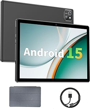 aiprotablet Tablet 10 inch Android 15 Tablets, 12GB RAM 64GB ROM 1TB Expand, Quad-Core Processor, 1280x800 LCD Touch Screen, WiFi 5, Dual Camera, BT5.0, 6000mAh Battery (Black)
