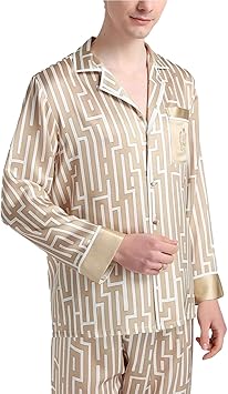 Men Pjs Pajama Set Silk Loungewear Nightwear Sleepwear Long Sleeve Top Bottoms Outfits 100% Pure Silk Green XXL