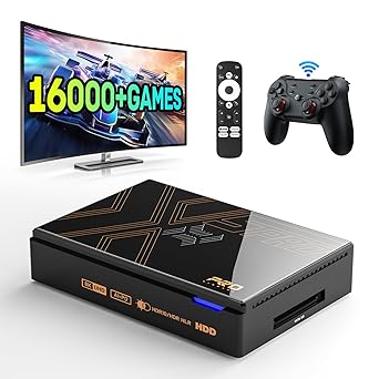 Kinhank Super Console X5 PRO Retro Game Console with 16000+Games,Android 12.0 OS,Emulator System Compatible with Most Emulators,8K UHD Output,WI-FI 6,BT 5.0,AV1,Gigabit Ethernet,Wireless Controller