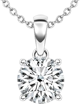 Shop LC IGI Certified Lab Grown Diamond Pendant Necklace for Women | 0.5 - 4 Carat, E-F Color, VS Clarity, 925 Sterling Silver / 14k Yellow Gold / Platinum, 4-Prong, 20-Inch Chain, Fine Jewelry