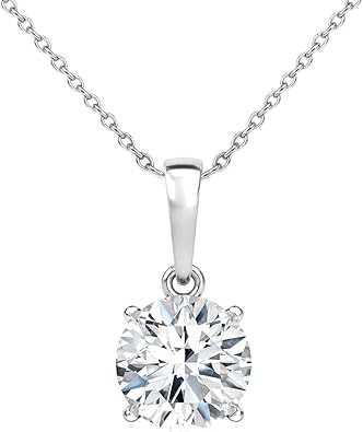 Shop LC IGI Certified Lab Grown Diamond Solitaire Pendant Necklace for Women | 0.5 to 4 Carat | E-F Color VS Clarity | 14K Yellow Gold | Round | 4-Prong | Fine Jewelry