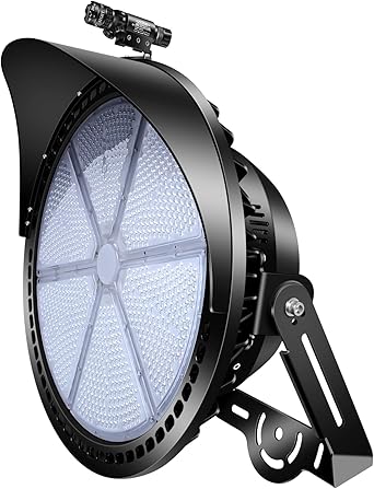 800W Dimmable LED Stadium Lights Outdoor, IP66 Waterproof Round Commercial Flood Light, Adjustable Yoke Mount Heavy Duty High Pole Arena Light for Sport Court, Large Area & Farm Lighting