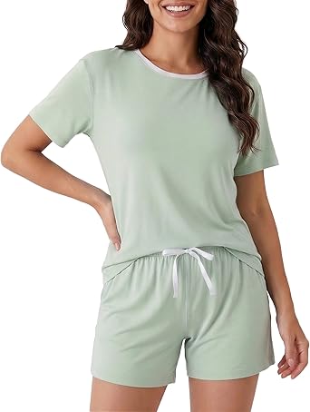 DAVID ARCHY Pajamas for Women Set Cooling Lounge Sets Soft Loungewear with Pockets for Summer Night Sweats