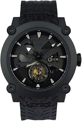 LONGIO X-Racer Tourbillon Luxury Watch for Men, 48mm Titanium Case, Black PVD Coating, Mechanical Movement, 100m Water Resistant