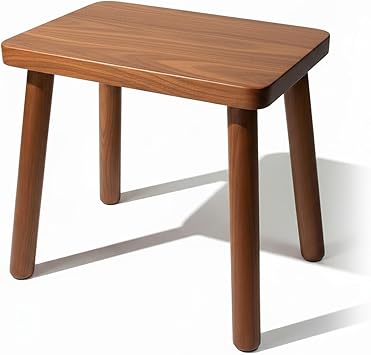 13.4inch Wooden Step Stool for Adults,Small Wooden Stool with Non-Slip Feet,Removable Plant Stand,Compact Square Design for Bedroom Office Bathroom Garden(Brown, Large)