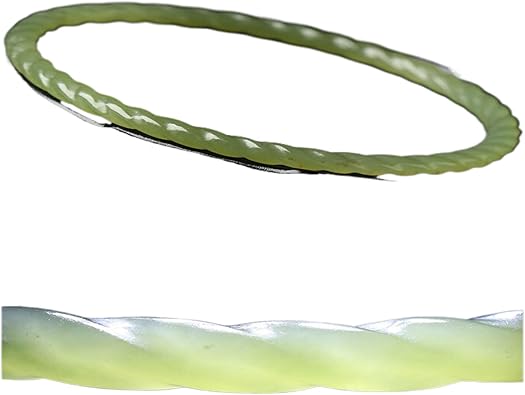 Bracelets Jewelry Gifts Attract Wealth and Good Luck 天然和田玉 Wealth Green Hetian jade Bracelet Spiritual Gift 手镯 Fengshui Natural Jade Bangle Bracelet For Women 女新疆晴水玉镯子 H-401
