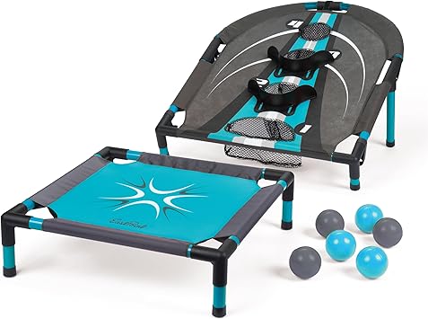 EastPoint Spring Fling Bounce Game - Single Target Set, Black/Blue - 20-Inch Trampoline for Backyard Games - Scoring Target for Outdoor Play for Adults & Family - Compact Organizer for Camping Set