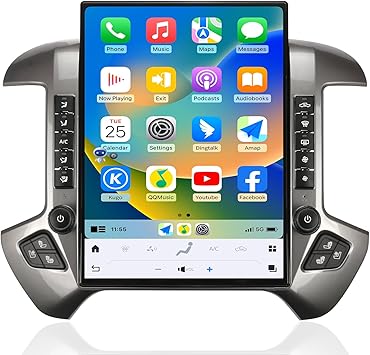 Car Radio for Chevrolet Silverado GMC Sierra 2014-2019 Stereo Replacement Head Unit 15.6 Inch 2K IPS Touch Screen Tesla Style Carplay Android Auto GPS Navigation Multimedia Play OEM 8 Inch (Silver)