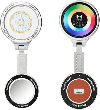 Harlowe Sol 5 Spectra Magnetic Selfie Light with Mirror Compatible with MagSafe Portable RGBCW LED Photography and Video Recording Lighting Standard Kit 1700K-10000K CRI/TLCI 96+