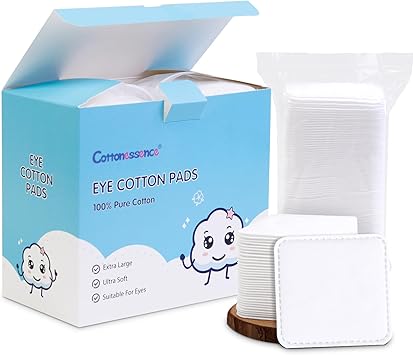 Cottonessence Eye Cotton Pads (160-Count) - 100% Pure Cotton, Lint-Free, Soft-Edged Design, Extra Large, Suitable for Eyes, Apply Toner, Remove Makeup, Spot Cleanse, Remove Nail Polish