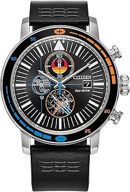 Citizen Men's Eco-Drive Rebel Starfighter Boxed Set, Stainless Steel Case, Black Leather Strap (Model: CA0870-43W)