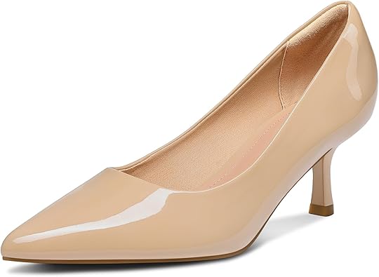 mysoft Kitten Heels for Women Low Heel Pumps 2 Inch Closed Toe Wedding Dress Shoes