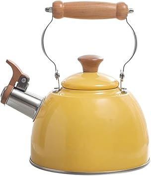 Light Wood Handle Kettle Design Stainless Steel Retro Kettle Gas Stove Teapot Stove Top Kitchen Utensils (3pack (Argento
