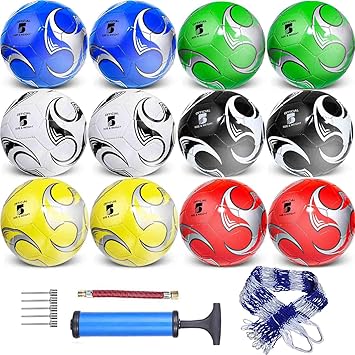 12-Pack Operation Christmas Bulk Items Soccer Ball with Pump Needles– Official Size 3/4/5 Soccer Ball for Teens and Adults, Ideal for Indoor Outdoor,Party Favors Gifts
