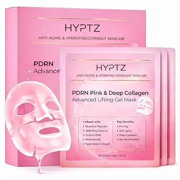 realori Salmon DNA PDRN Collagen Face Mask – Korean Face Mask for Glass Skin – Collagen Face Masks Skincare Overnight Hydrogel – Firming, Hydrating Face Masks, Pink Collagen Mask 4-Pack