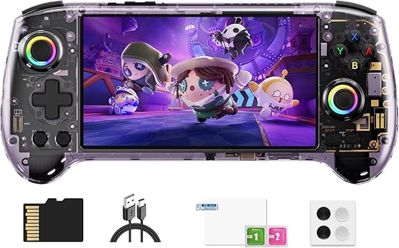Doriteney RG557 Handheld Video Game Console Android 14 Gaming Console RG557 5.48" AMOLED HD Screen NO Game Card Game Player RG557 Support RGB Lighting 5500mAh Battery RG557 Purple