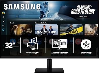 Samsung 32” Smart Monitor M7 (M70F) 4K UHD Display, Samsung Vision AI, Smart TV Apps, Gaming Hub, USB-C, HDMI and USB-A, Black, LS32FM702UNXZA, 2025