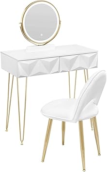 Drestablse Women's Vanitys with 3 Layer Adjustable Mirrors Chair Bedroom Gift Set