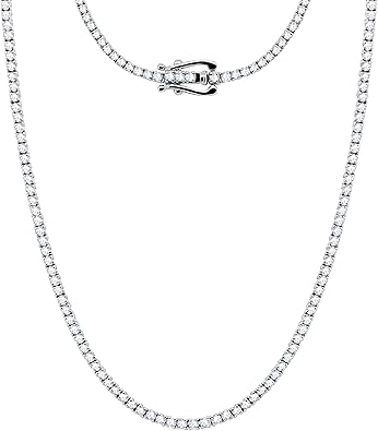 5.50 Carat Lab Grown Solitaire Diamond Tennis Necklace (VS-SI Clarity, G-H Color), Riviera Necklace Length 14",16 & 18 inch
