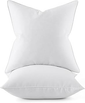 MIULEE 18x18 Pillow Inserts, Pack of 2 Down Feather Premium Throw Pillows with Cotton Fabric for Bed Couch Living Room Sofa