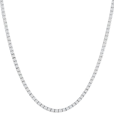 10Ct TW Lab Created Diamond Tennis Necklace 14K White Gold 18"