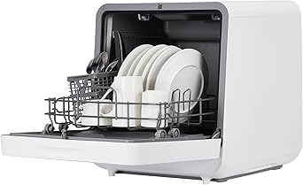 Portable Countertop Dishwasher with Large Capacity - No Installation Needed, Dual Water Intake (Direct Connect & Auto-Fill), Quick Hot Air Drying System, LED Display, Perfect for Small Kitchens/Dorm