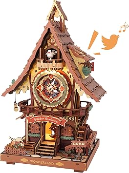 ROKR 3D Wooden Puzzles for Adults, Cuckoo Clock Model Kit, Room Home Decor DIY Watch Making Kit Functional Mechanical Building Toys, Hobbies Birthday Christmas Day Gifts for Men Women 14+