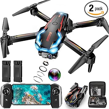 Drone with Camera for Adults, 2K HD FPV Drones with Upgrade Altitude Hold, One-Key Take Off/Landing, Speed Adjustment, Headless Mode, 2 Batteries, Toys Gifts for Teen Boys Girls, Beginner