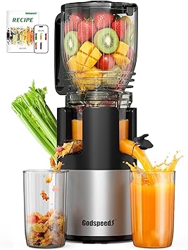 Godspeeds Juicer Machines with 5.8" Large Feed Chute, Slow Masticating Cold Press Juicer for Whole Fruits & Vegetables, Easy to Clean Design, High Juice Yield Home Juicer for Daily Wellness