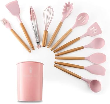Non-Stick Heat Resistant Handle Spatula Spoon Silicone Kitchenware Cooking Utensils Set with Storage Box Kitchen Tools (Color : 02)