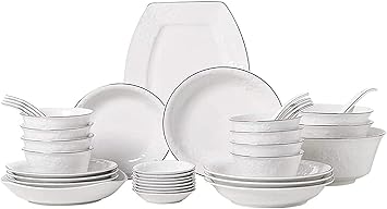 Stylish Dishes Set for Restaurant and Home, Ceramic Dinnerware Set, Plates/Bowls/Dish/Tablespoon 38-Piece Tableware Porcelain Combination Set-Family Party Restaurant Service for 8 Kitchenware