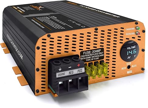 CARMTEK RV Converter 55 Amp | RV Power Converter & Battery Charger | Lithium and Lead Acid Charging | 120VAC to 12VDC | 13V to 16.5V Adjustable Operating Range