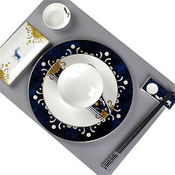 Kitchenware Tableware Kitchen Catering Utensils Bone Dishes Dishes Restaurant Bowls And Spoons Set (Color : A, Size : One size)