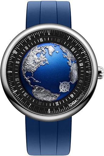 CIGA Design Mechanical Automatic Watch Blue Planet U Series Stainless Steel/Titanium/Ceramics Case Sapphire Crystal Fluororubber/Ceramics Strap Watches Gifts for Men and Women